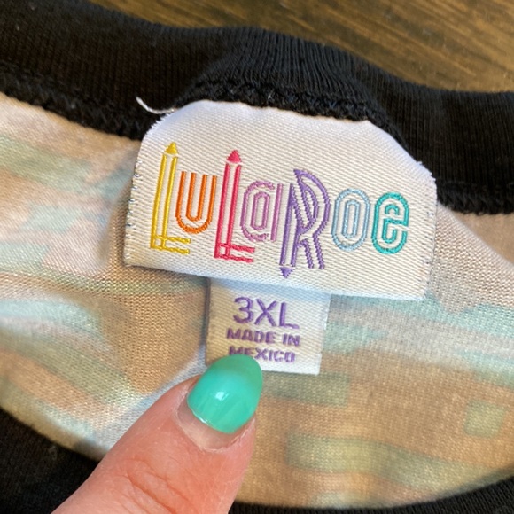 Lularoe Randy Black Purple Blue Baseball T Shirt 3XL EUC - Picture 4 of 6